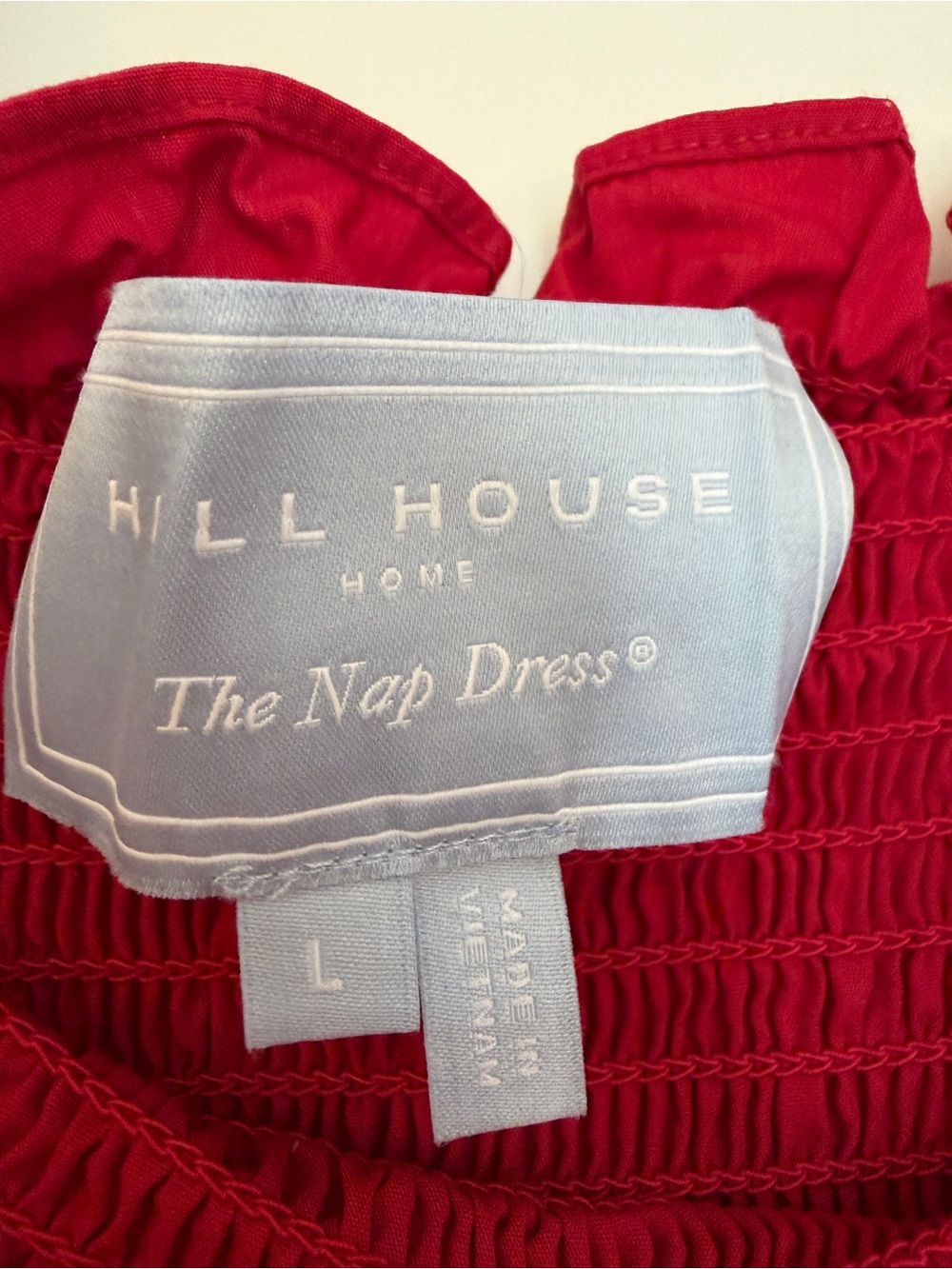 Hill House Red Smocked Ruffle-Shoulder Tiered Midi Dress - Picture 2 of 3